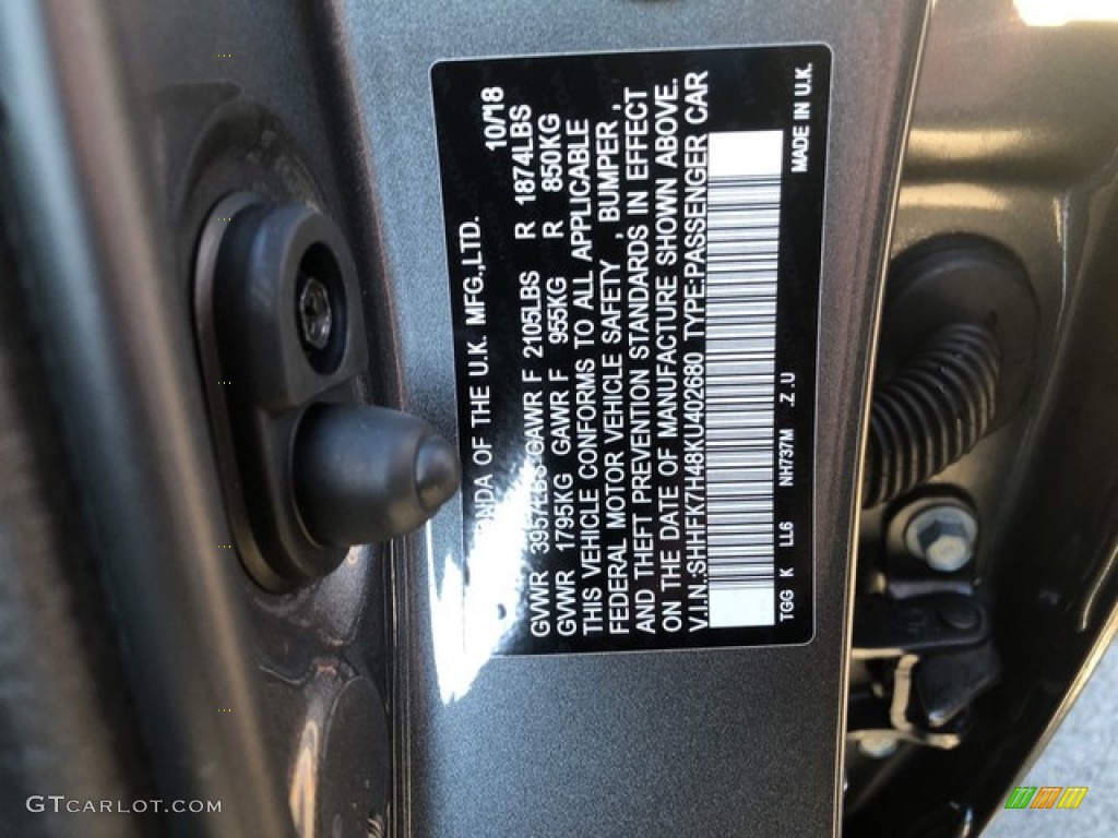 2019 Civic Sport Hatchback - Polished Metal Metallic / Black photo #23