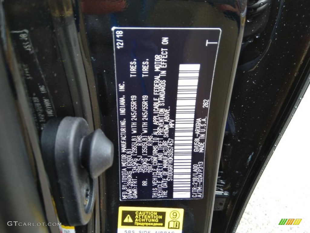 2019 Highlander Color Code 218 for Midnight Black Metallic Photo #131049923