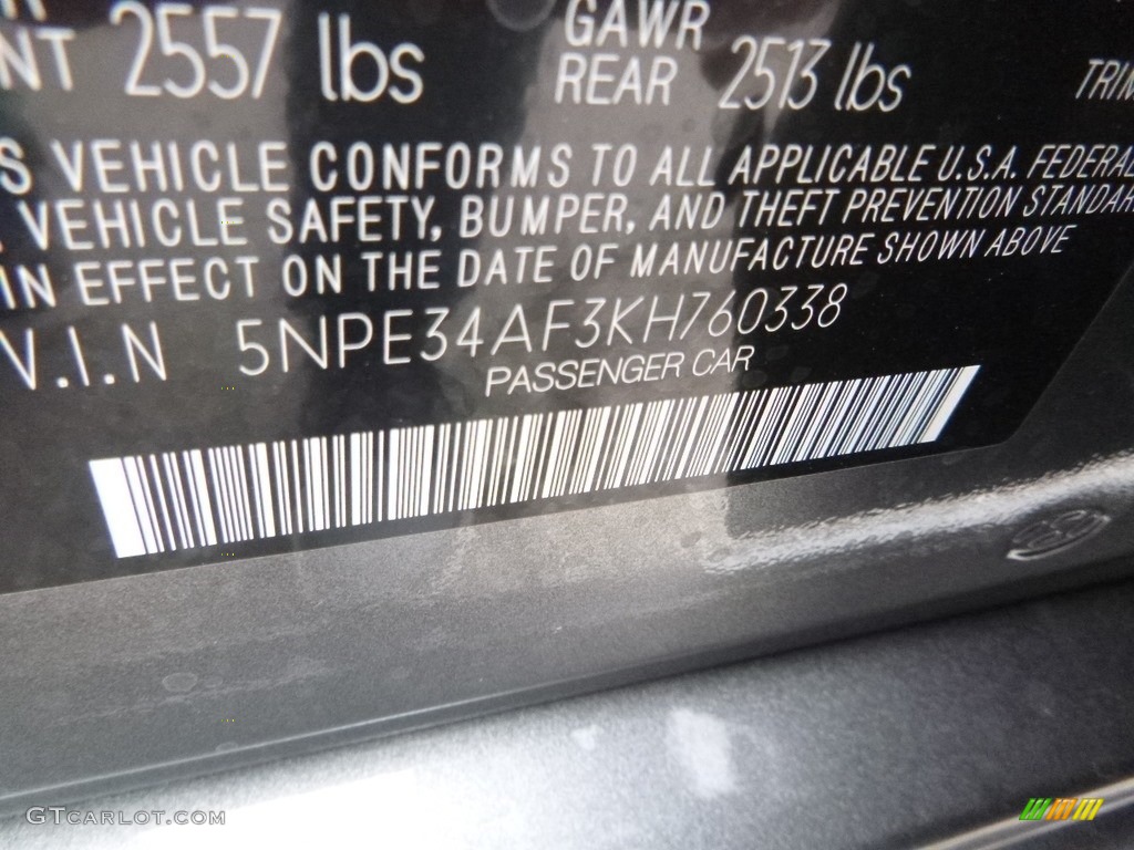 2019 Sonata SEL - Machine Gray / Gray photo #12