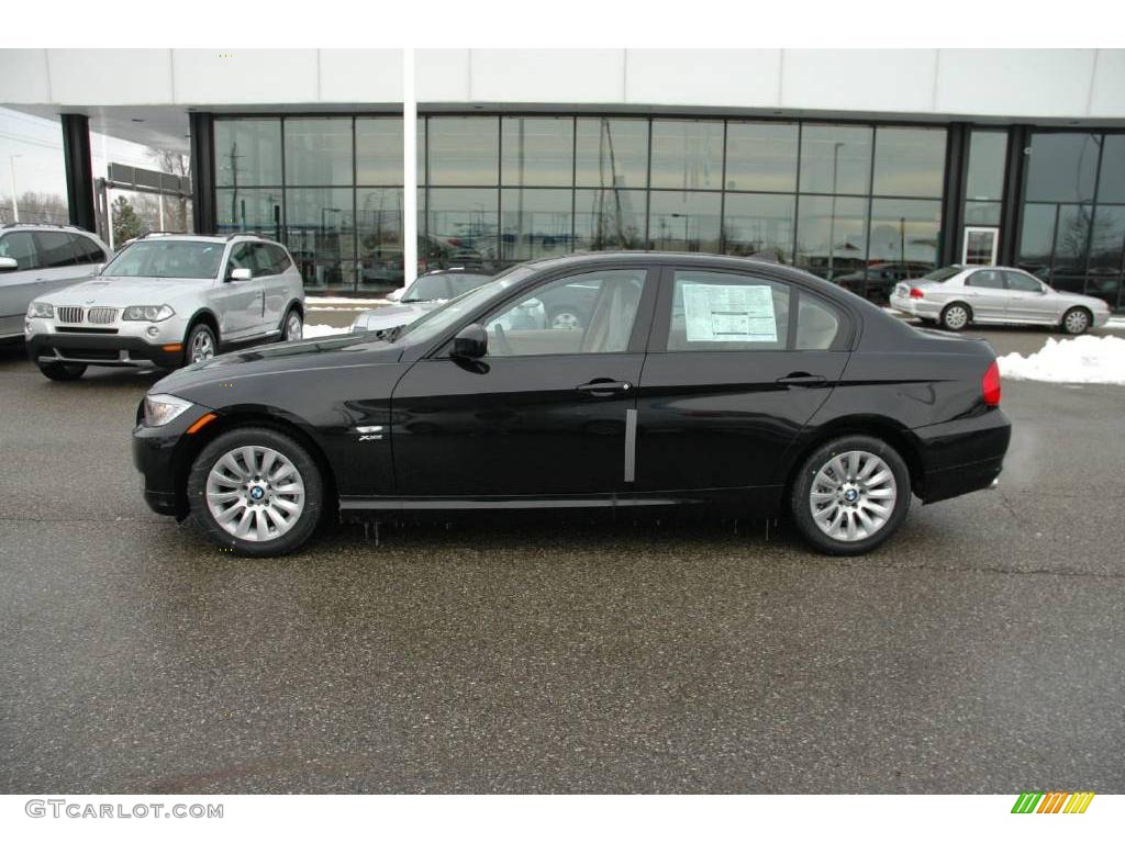2009 3 Series 328xi Sedan - Black Sapphire Metallic / Beige Dakota Leather photo #2