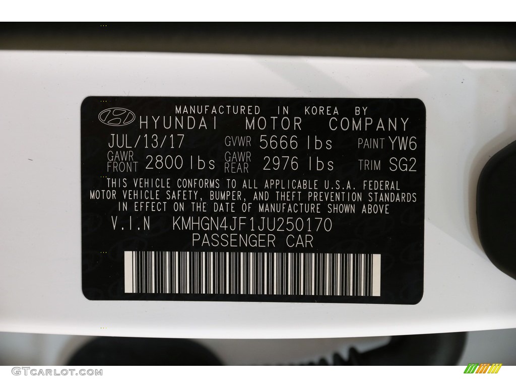 2018 Hyundai Genesis G80 5.0 AWD Color Code Photos