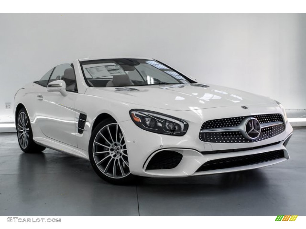 designo Diamond White Metallic 2019 Mercedes-Benz SL 450 Roadster Exterior Photo #131078947