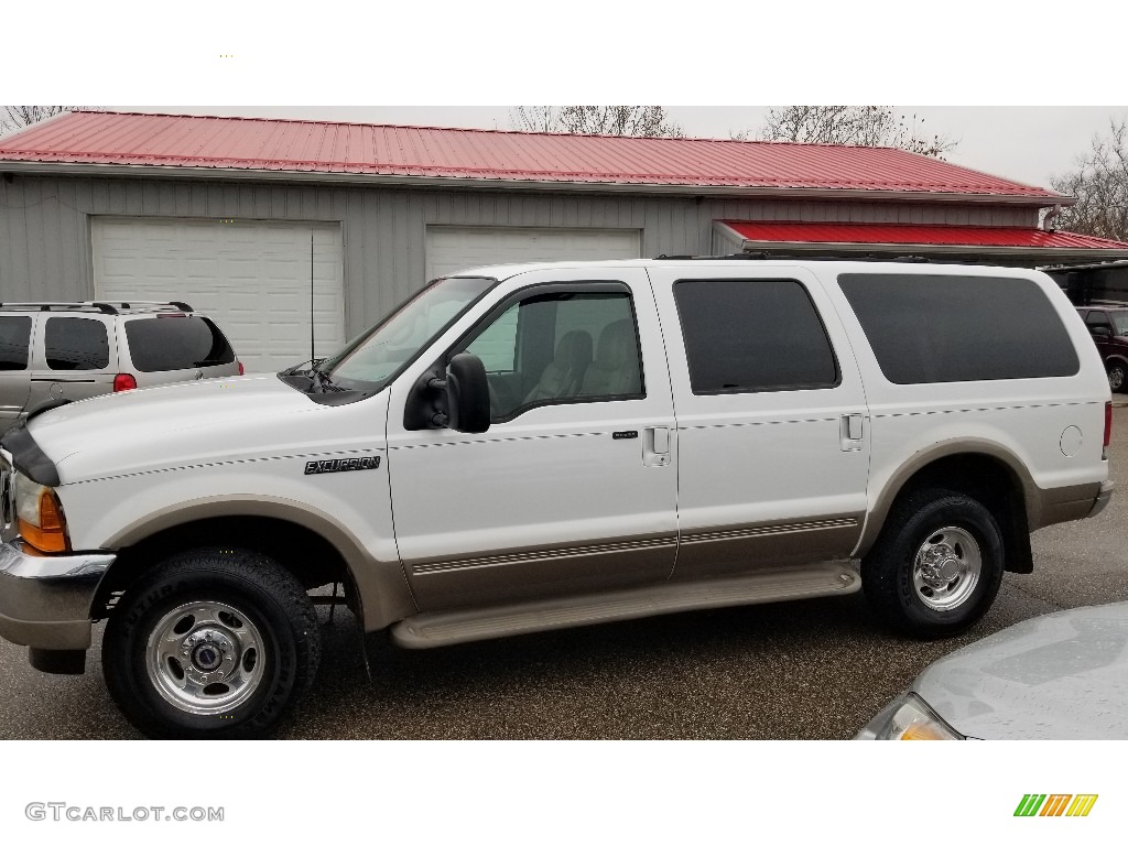 2001 Excursion Limited 4x4 - Oxford White / Medium Parchment photo #6