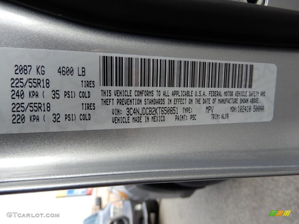 2019 Compass Color Code PSC for Billet Silver Metallic Photo #131083804