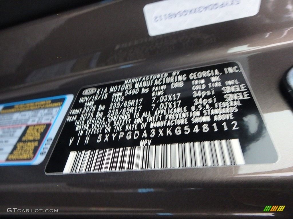 2019 Sorento Color Code DRB for Dragon Brown Photo #131084833