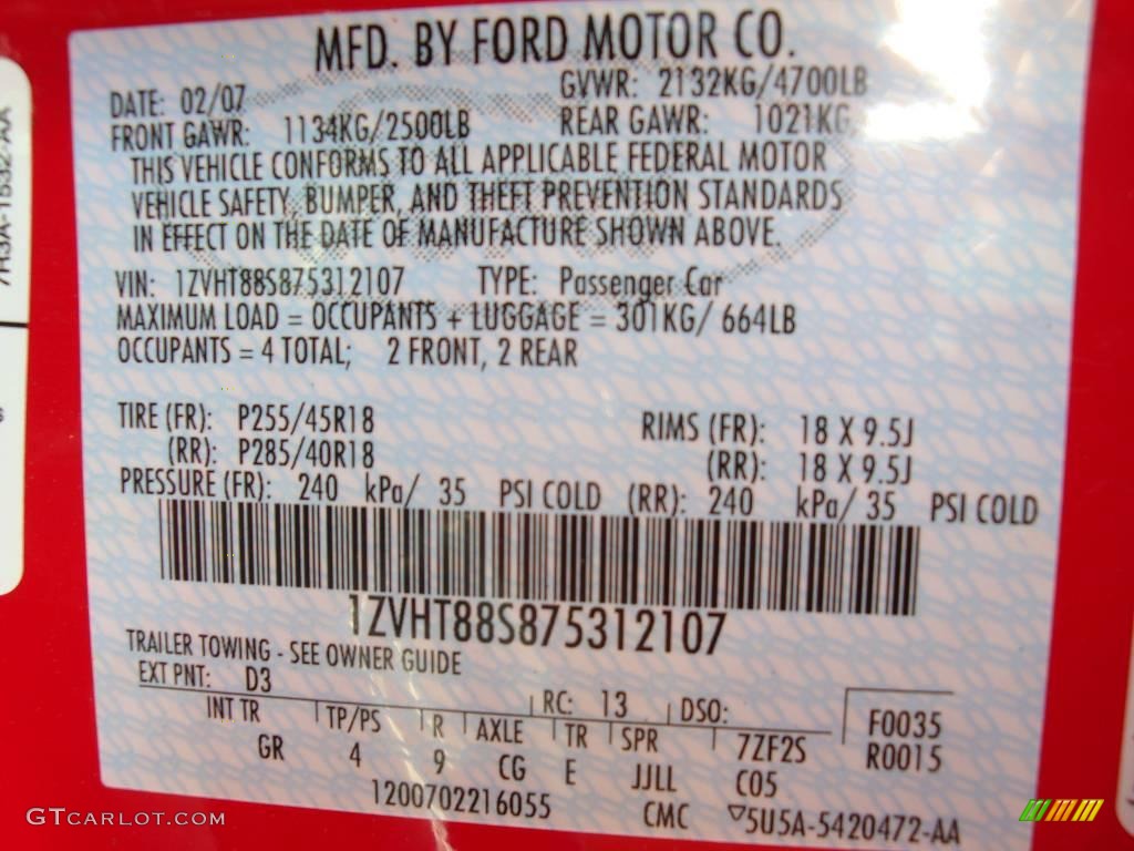 2007 Mustang Shelby GT500 Coupe - Torch Red / Black/Red photo #25