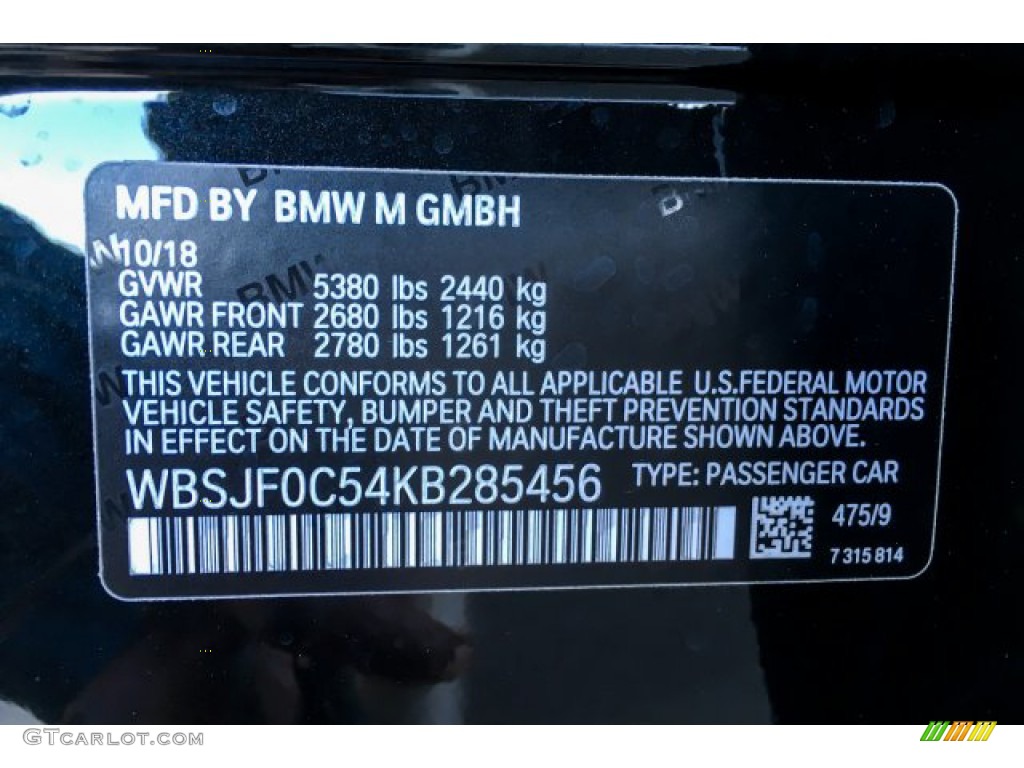 2019 M5 Color Code 475 for Black Sapphire Metallic Photo #131094728