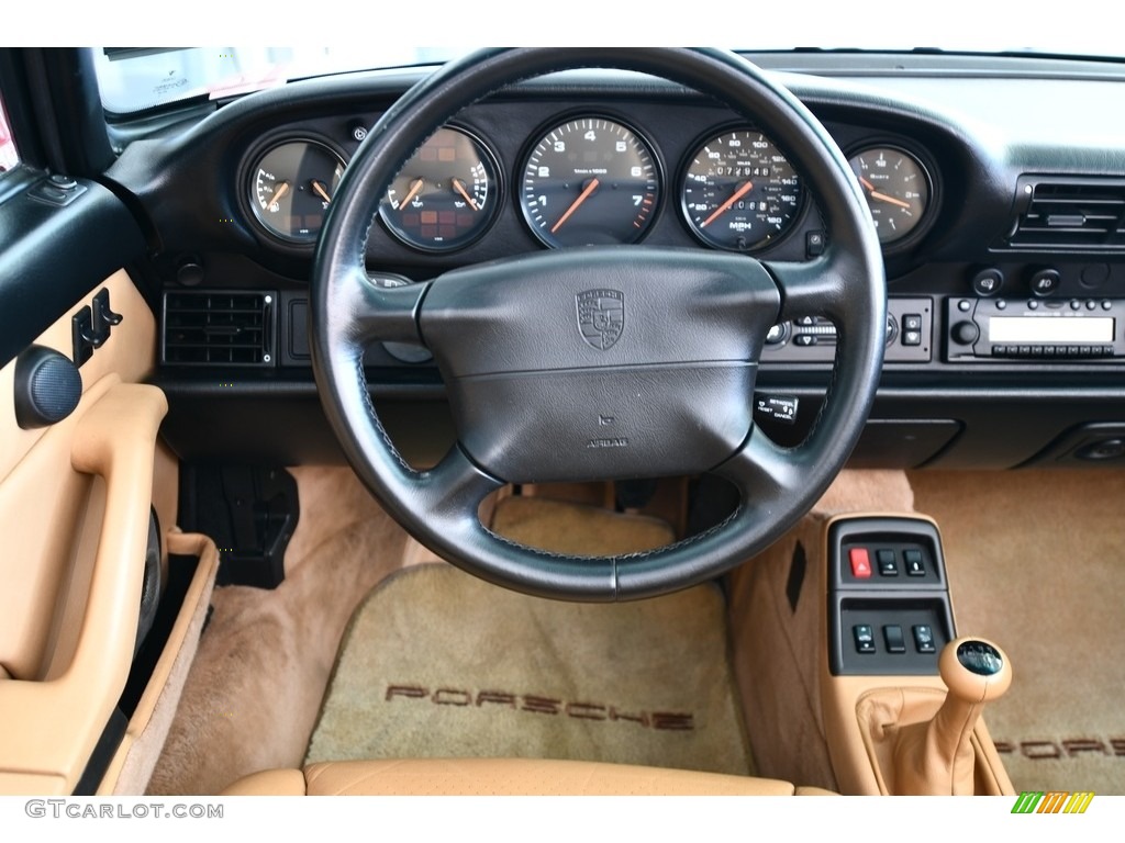 1996 Porsche 911 Carrera Cabriolet Cashmere Beige Steering Wheel Photo #131105146