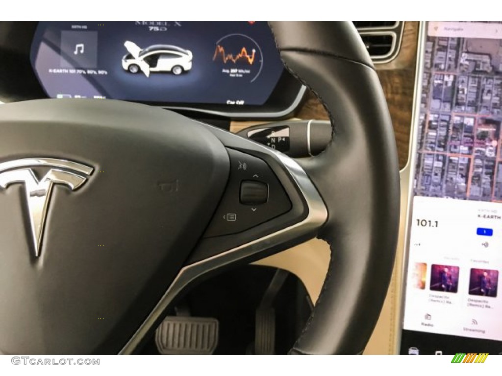 2017 Tesla Model X 75D Cream Steering Wheel Photo #131108272