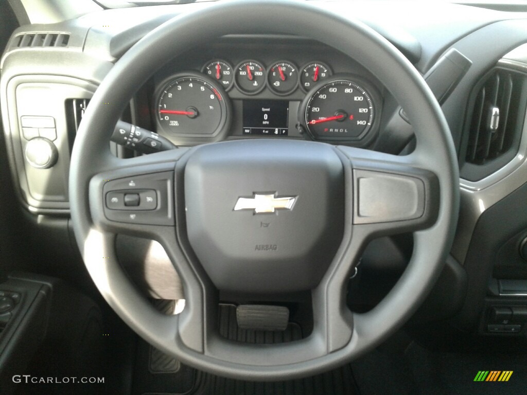2019 Chevrolet Silverado 1500 Custom Double Cab Jet Black Steering Wheel Photo #131129399