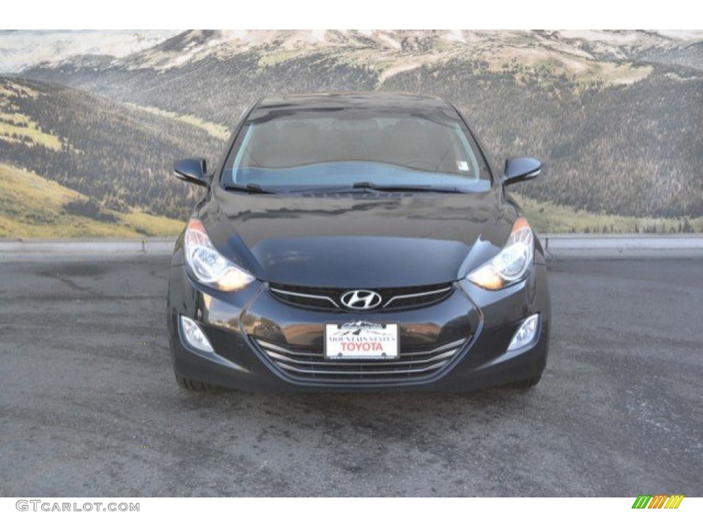 2012 Elantra Limited - Midnight Black / Gray photo #4