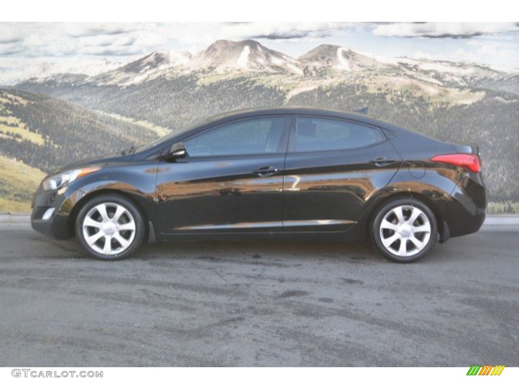 2012 Elantra Limited - Midnight Black / Gray photo #6
