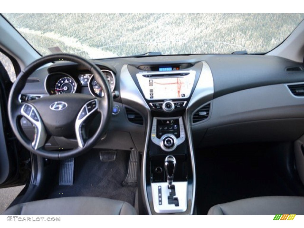 2012 Elantra Limited - Midnight Black / Gray photo #13