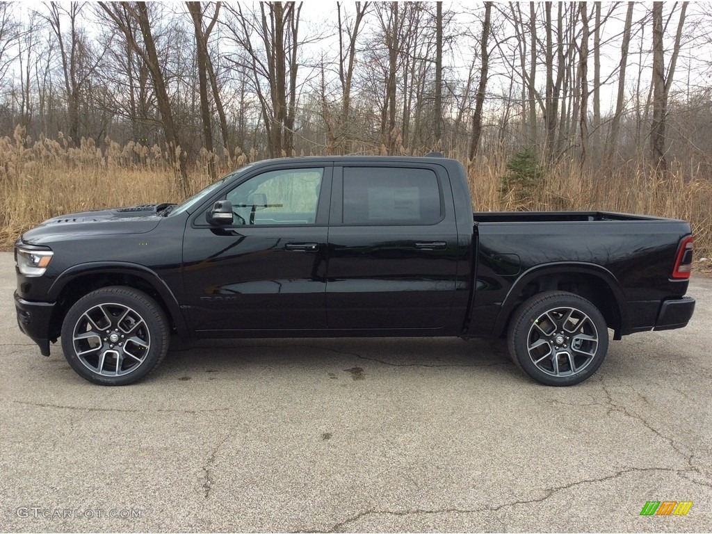 2019 1500 Laramie Crew Cab 4x4 - Diamond Black Crystal Pearl / Black photo #3