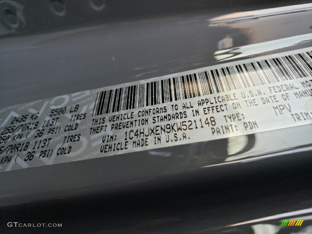 2019 Wrangler Unlimited Color Code PDN for Sting-Gray Photo #131148947