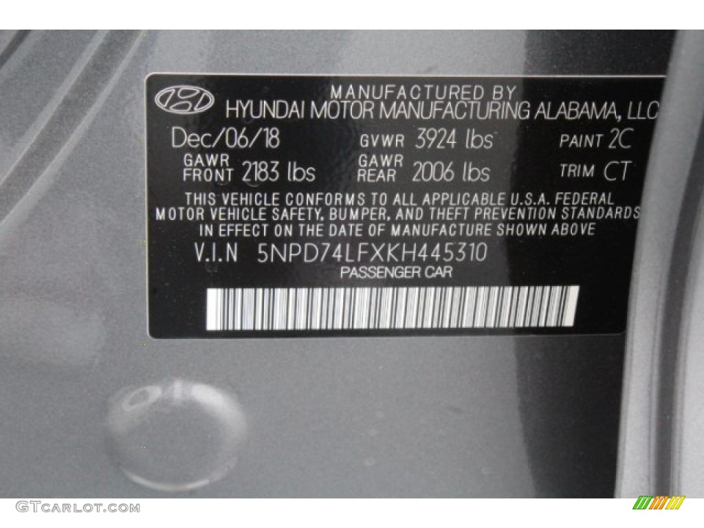 2019 Elantra SE - Machine Gray / Black photo #22