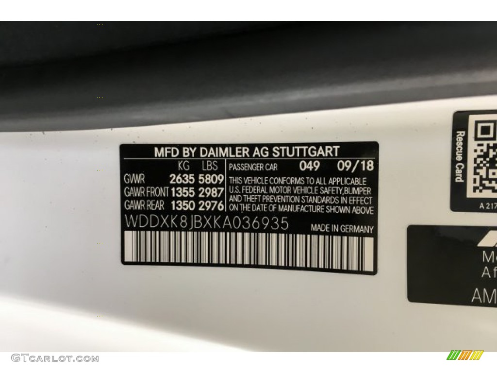 2019 Mercedes-Benz S AMG 63 4Matic Cabriolet Color Code Photos