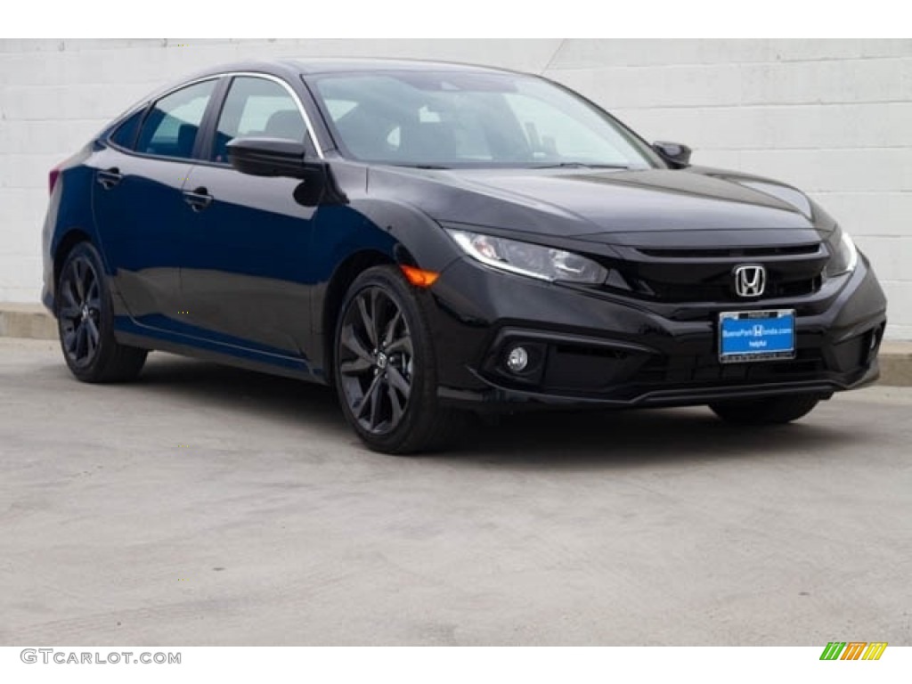 2019 Civic Sport Sedan - Crystal Black Pearl / Black photo #1