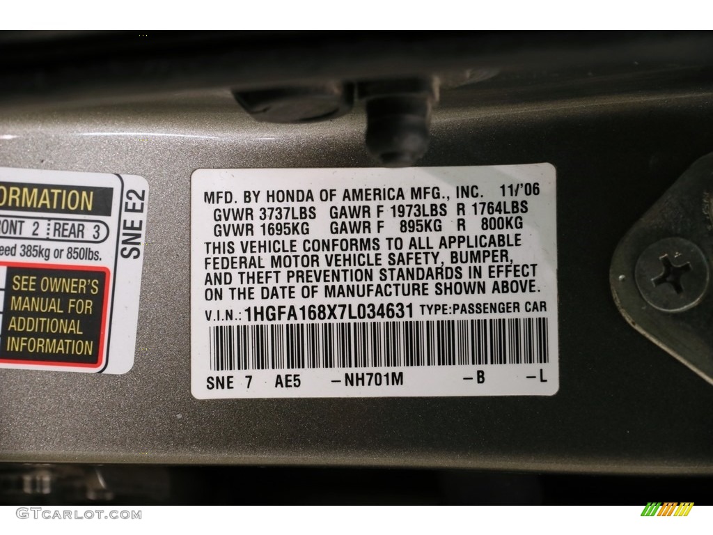 2007 Civic EX Sedan - Galaxy Gray Metallic / Gray photo #18