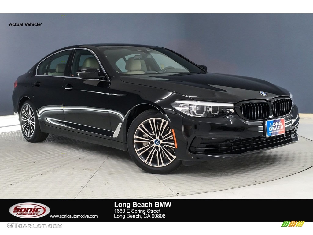 2019 5 Series 530e iPerformance Sedan - Jet Black / Canberra Beige/Black photo #1