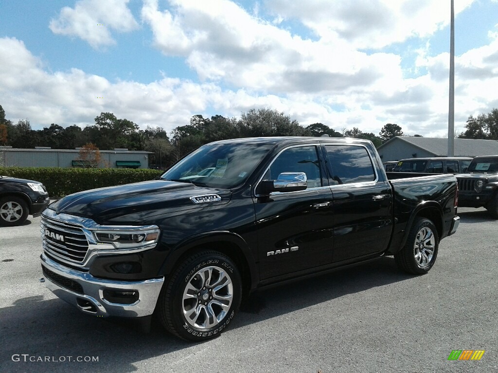 2019 1500 Long Horn Crew Cab 4x4 - Diamond Black Crystal Pearl / Mountain Brown/Light Frost Beige photo #1