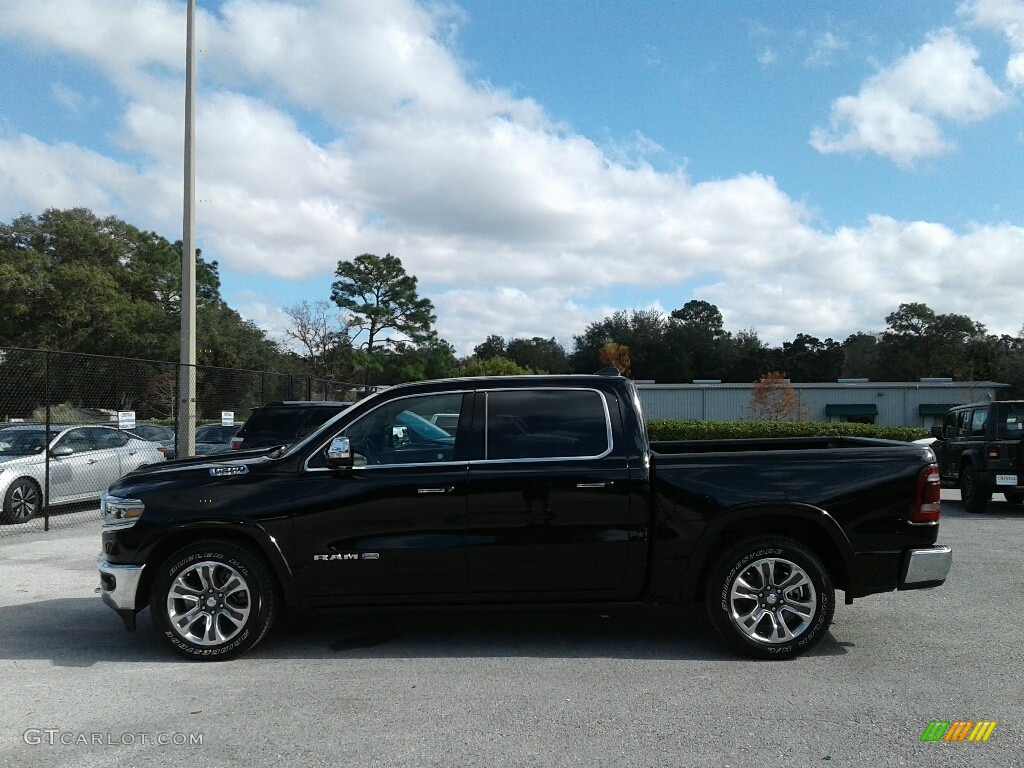 2019 1500 Long Horn Crew Cab 4x4 - Diamond Black Crystal Pearl / Mountain Brown/Light Frost Beige photo #2