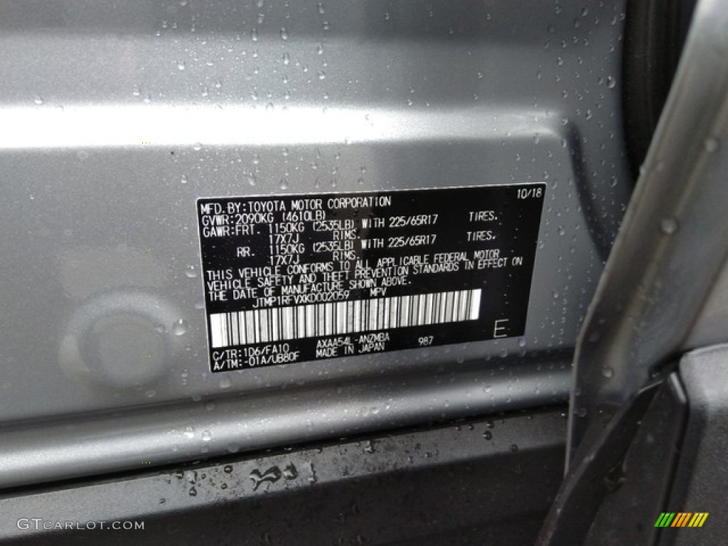 2019 RAV4 Color Code 1D6 for Silver Sky Metallic Photo #131204195