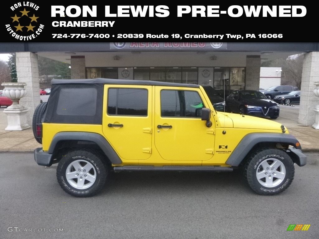 2008 Wrangler Unlimited X 4x4 - Detonator Yellow / Dark Slate Gray/Med Slate Gray photo #1