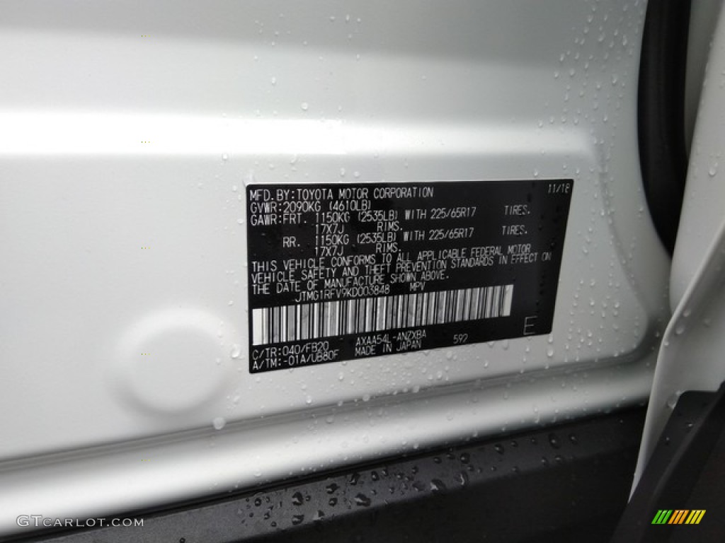 2019 RAV4 Color Code 040 for Super White Photo #131214320