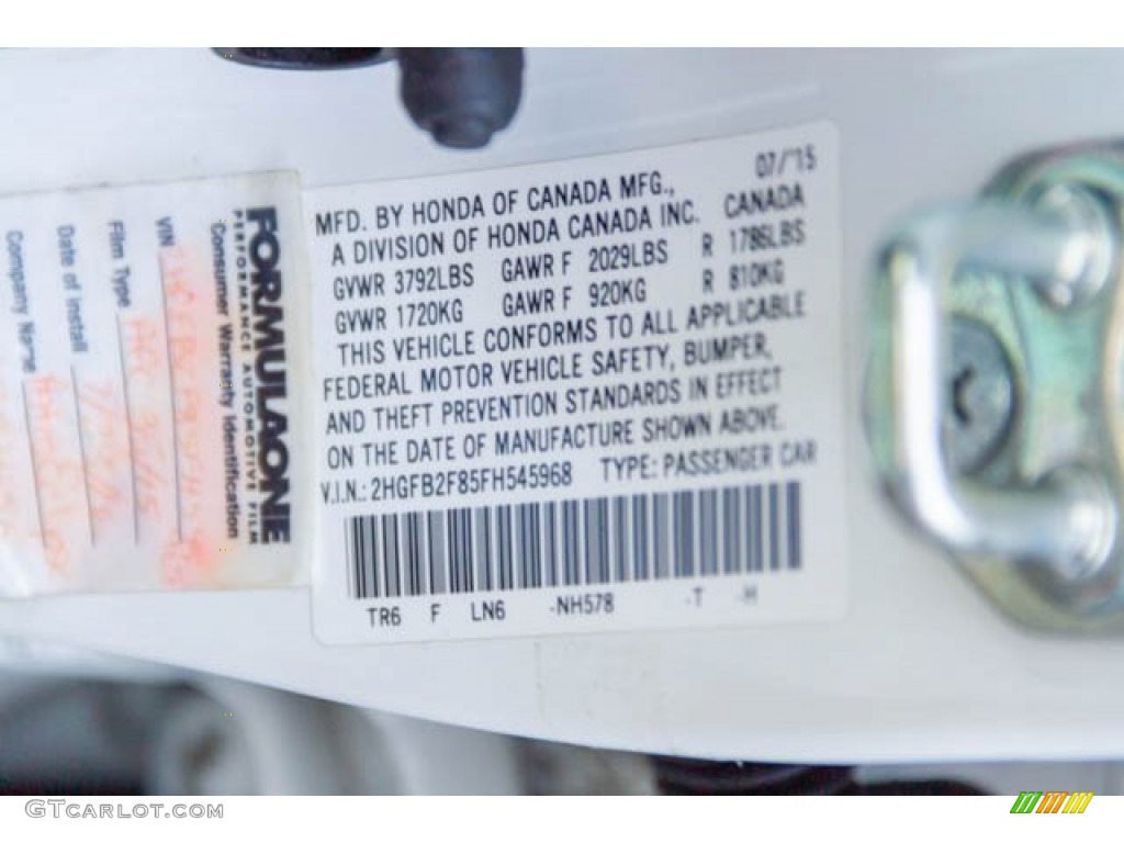 2015 Civic EX Sedan - Taffeta White / Beige photo #39