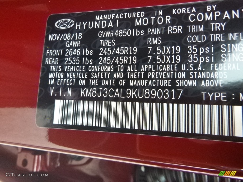 2019 Tucson Sport AWD - Gemstone Red / Black photo #13