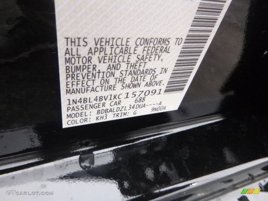 2019 Altima Color Code KH3 for Super Black Photo #131259873