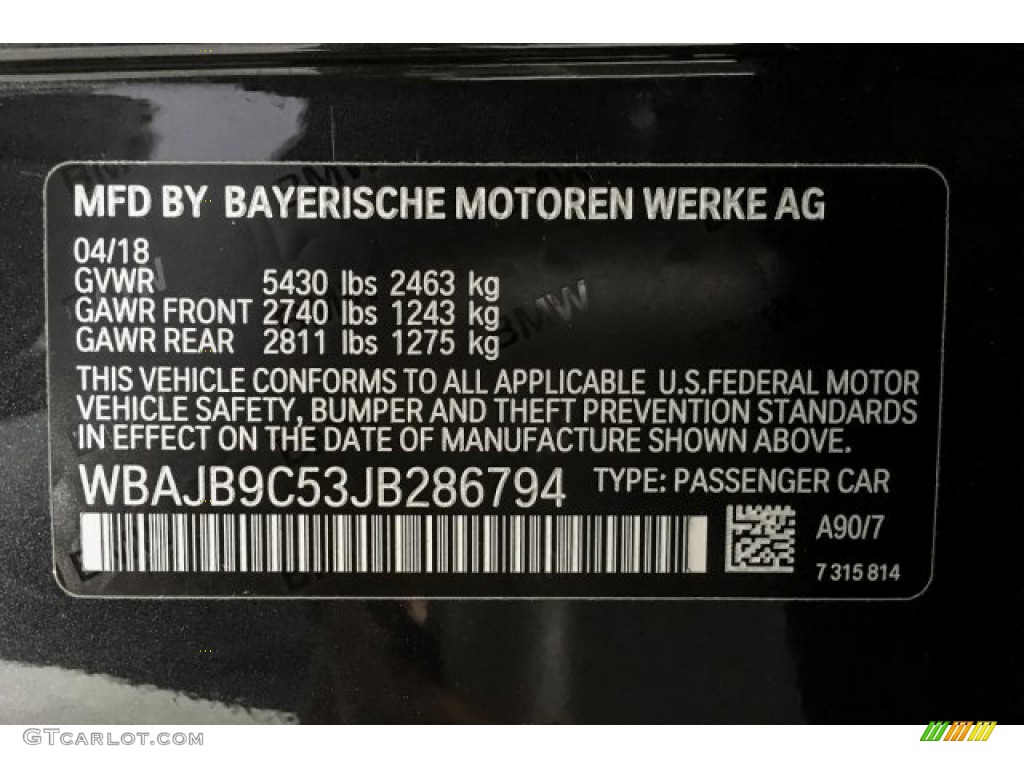 2018 5 Series M550i xDrive Sedan - Dark Graphite Metallic / Black photo #23