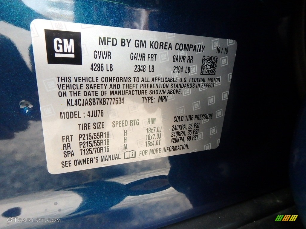 2019 Encore Preferred - Deep Azure Metallic / Ebony photo #16