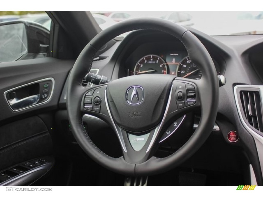 2019 Acura TLX V6 SH-AWD A-Spec Sedan Ebony Steering Wheel Photo #131286603