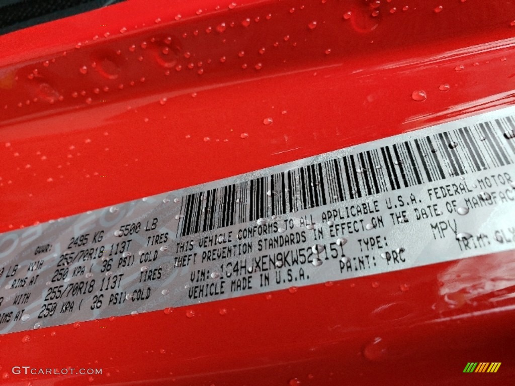 2019 Wrangler Unlimited Color Code PRC for Firecracker Red Photo #131320896