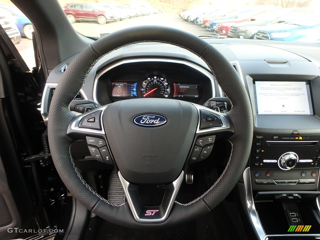 2019 Ford Edge ST AWD Ebony Steering Wheel Photo #131325093