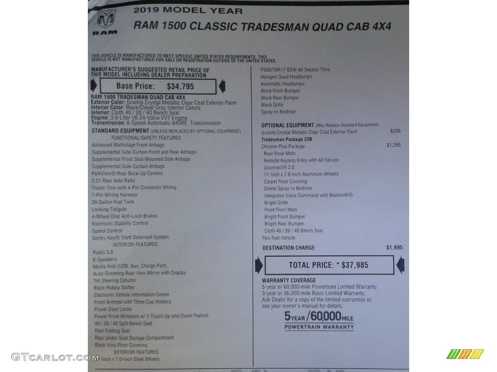 2019 1500 Classic Tradesman Quad Cab 4x4 - Granite Crystal Metallic / Black/Diesel Gray photo #27