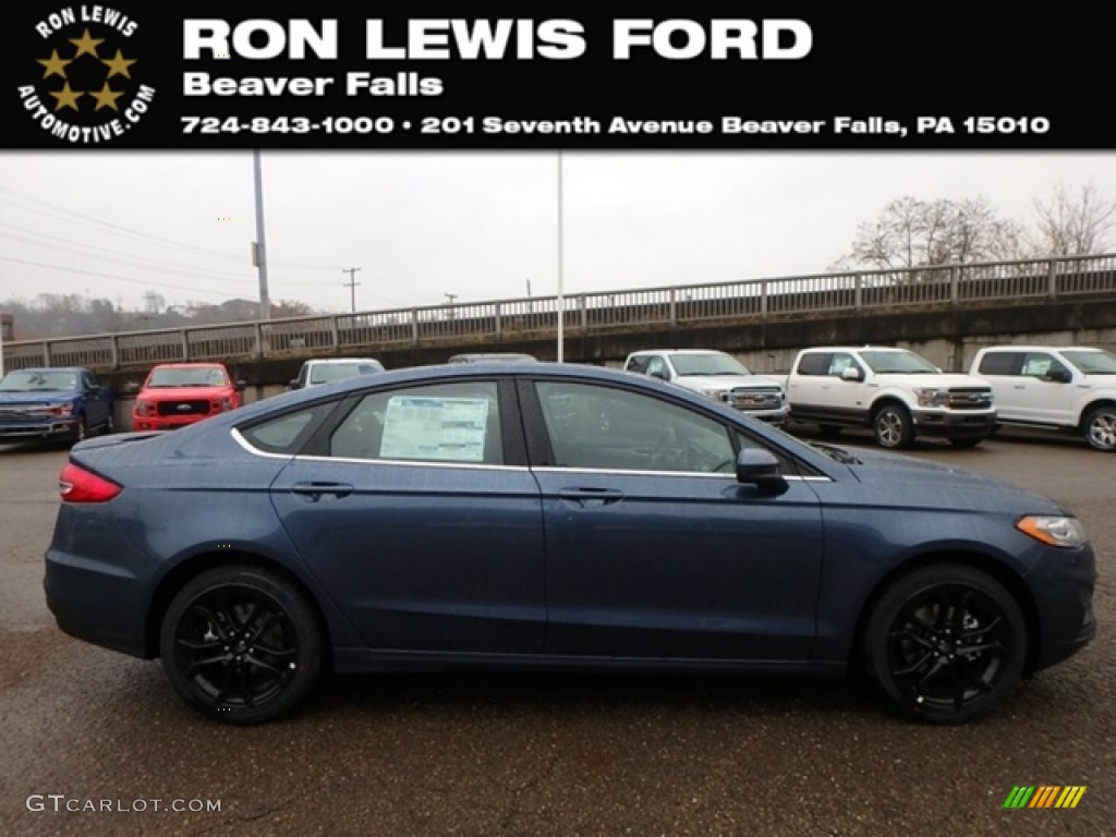 2019 Fusion SE AWD - Blue Metallic / Light Putty photo #1