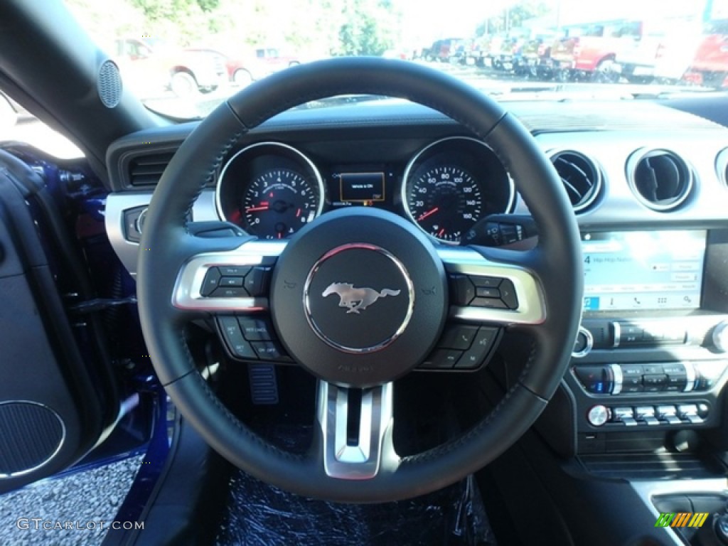 2019 Ford Mustang GT Premium Convertible Ebony Steering Wheel Photo #131342069