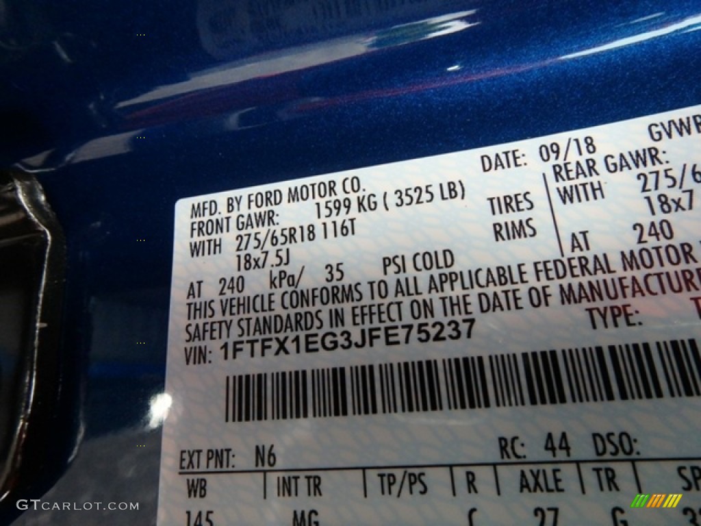 2018 F150 Color Code N6 for Lightning Blue Photo #131353076