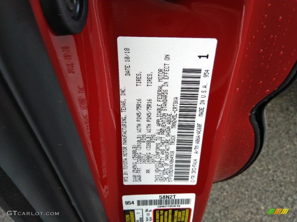 2019 Tacoma Color Code 3R3 for Barcelona Red Metallic Photo #131384204