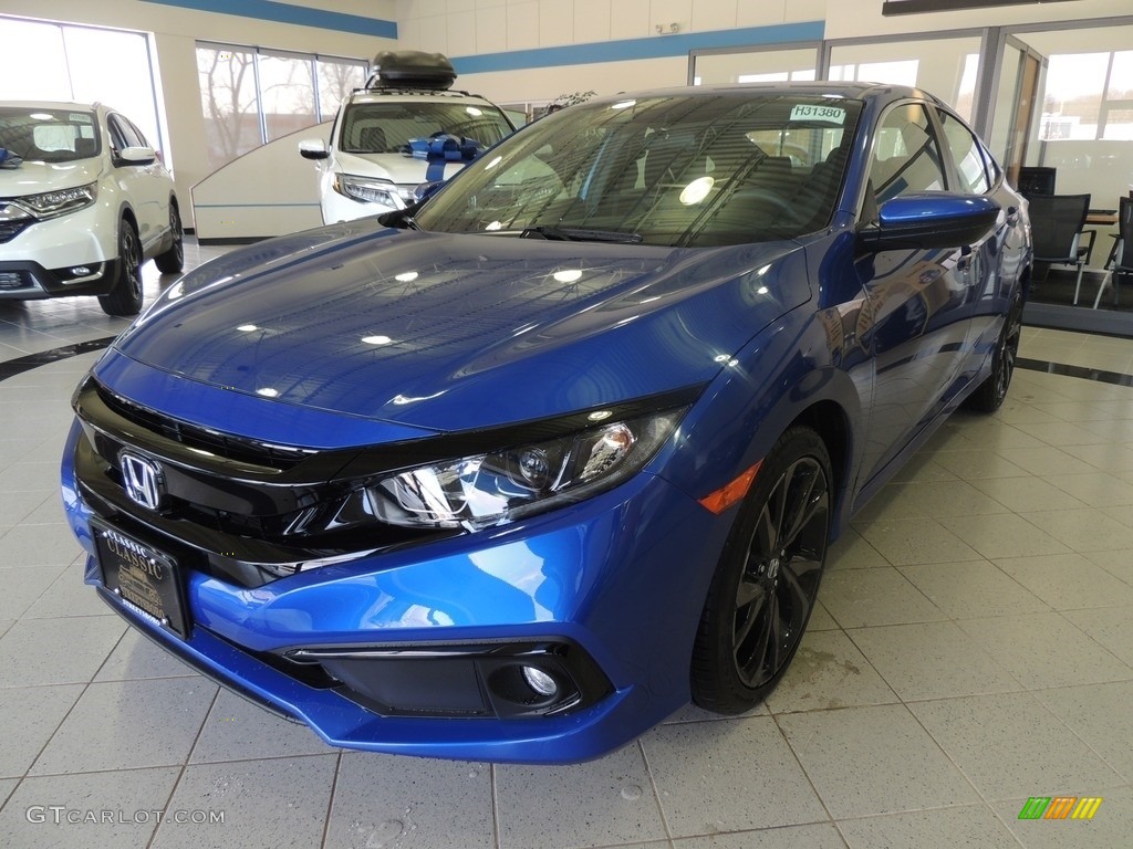 2019 Civic Sport Sedan - Agean Blue Metallic / Black photo #1