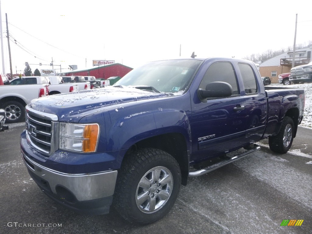 2013 Sierra 1500 SLE Extended Cab 4x4 - Heritage Blue Metallic / Ebony photo #1