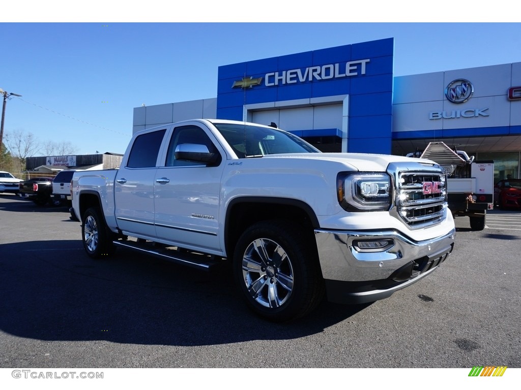 2018 Sierra 1500 SLT Crew Cab 4WD - Summit White / Cocoa/­Dune photo #1