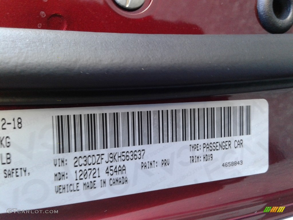2019 Challenger Color Code PRV for Octane Red Pearl Photo #131411094