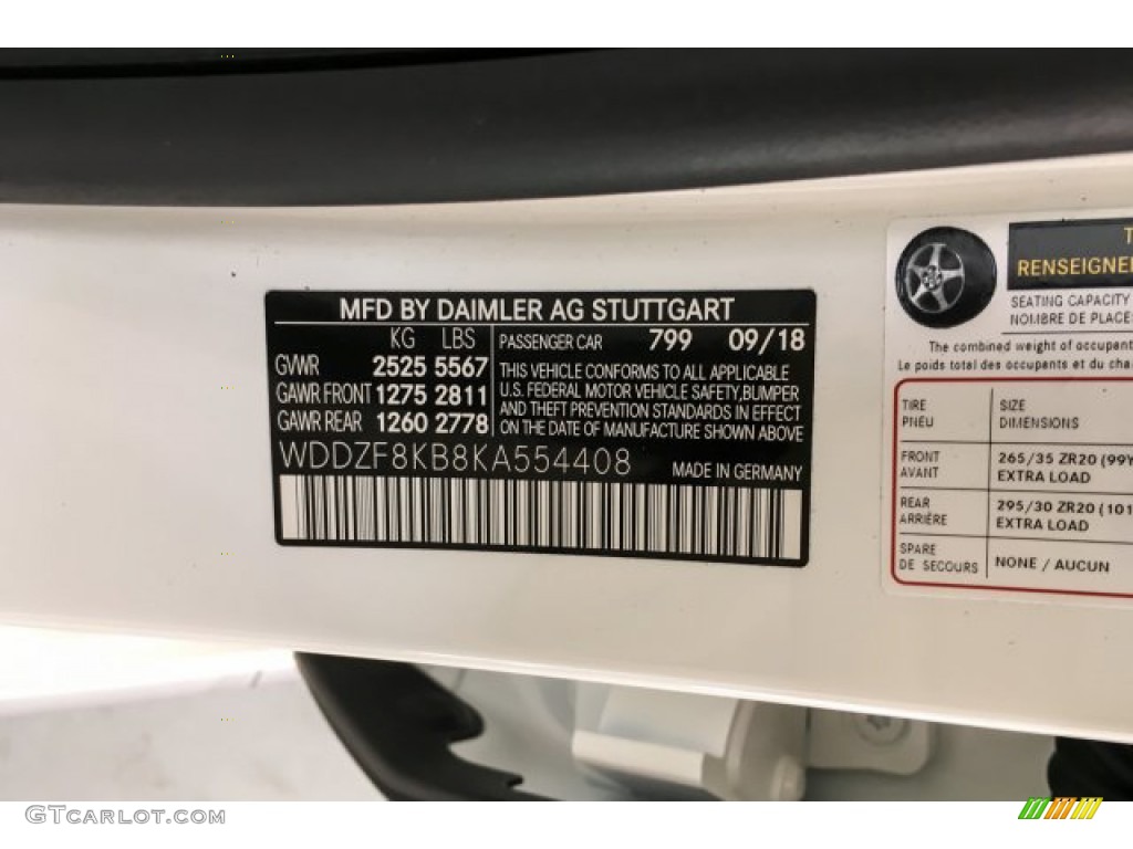 2019 E Color Code 799 for designo Diamond White Metallic Photo #131413683