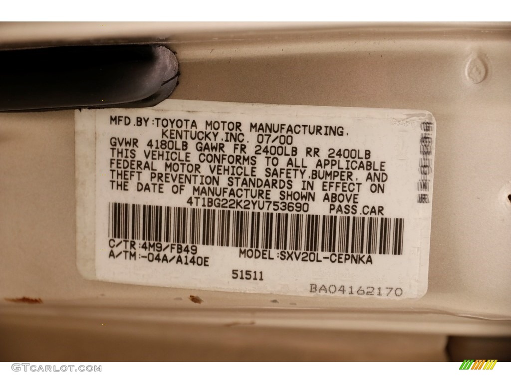 2000 Camry LE - Cashmere Beige Metallic / Oak photo #18