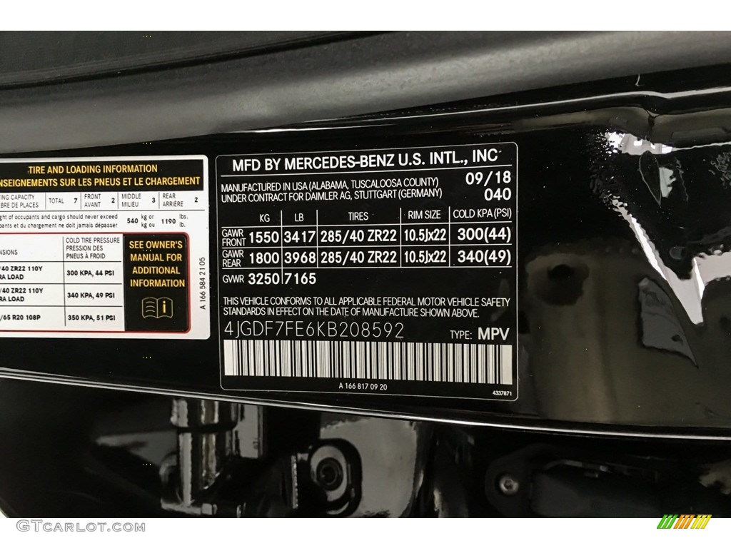 2019 GLS Color Code 040 for Black Photo #131449321