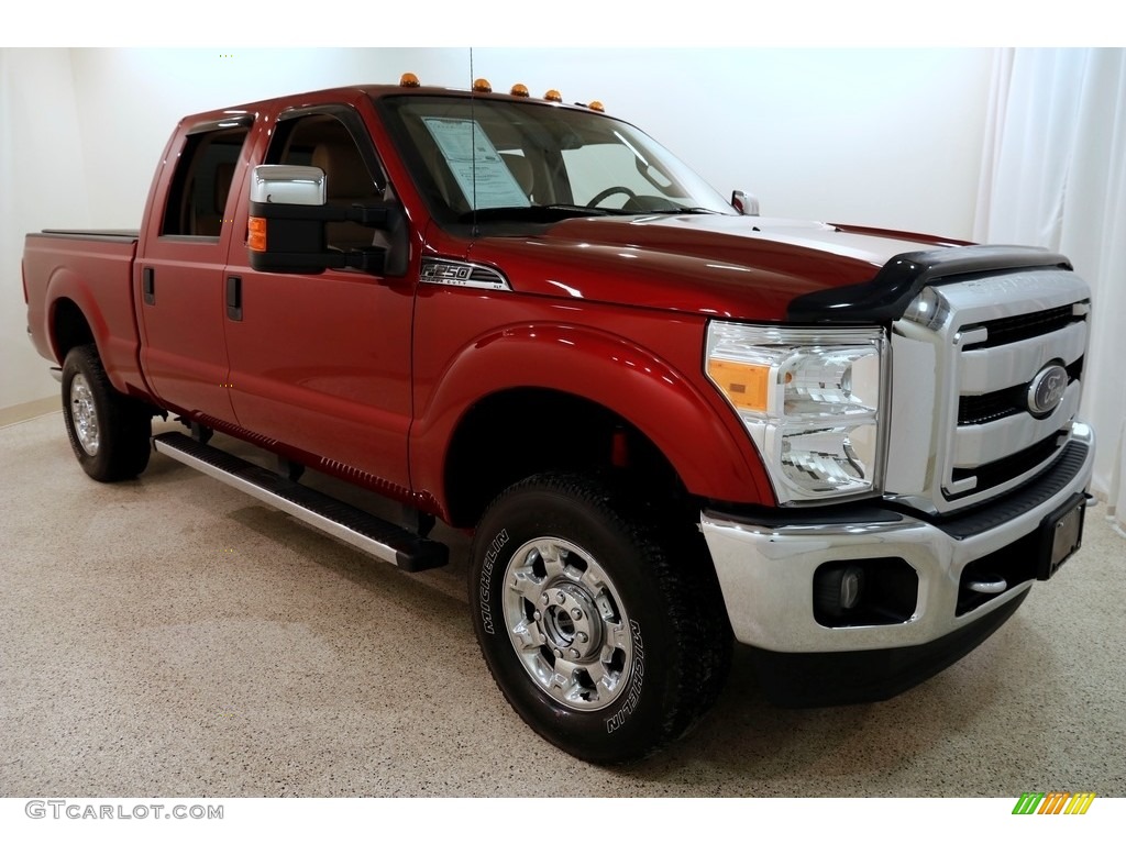 2016 F250 Super Duty XLT Crew Cab 4x4 - Ruby Red Metallic / Adobe photo #1